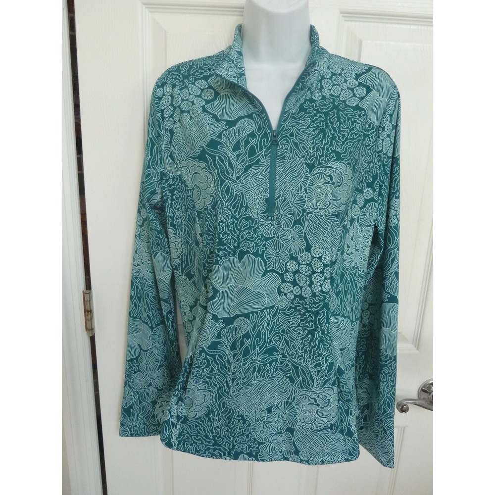 NWOT Women's TOMMY BAHAMA Sz L Golf Tennis Jacket 1/4 Zip Stretch Ocean Pockets